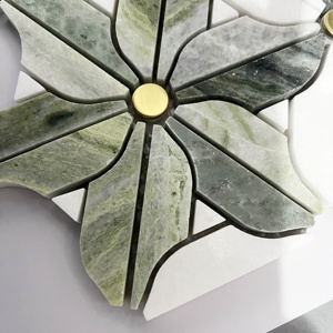 Waterjet hoa mẫu đá cẩm thạch khảm Đồng Inlay Gạch Mosaic gạch cho nhà bếp <span class=keywords><strong>backsplash</strong></span> và phòng tắm tường gạch - Product Image 6