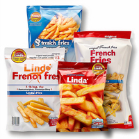 Sachet d'emballage plastique souple vide, imprimé sur mesure, à scellage arrière 3 côtés, type retort pouch, pour aliments surgelés, pommes de terre congelées et frites