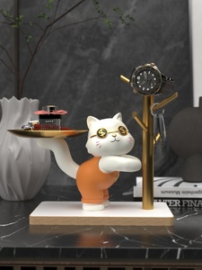 Escultura de Gato de la Suerte en Resina Epoxi, Arte Popular, Bandeja para Guardar Llaves en la Entrada, Decoración para el Hogar, Adorno para Sala de Estar, Artículo Coleccionable para el Hogar Nuevo - Product Image 2