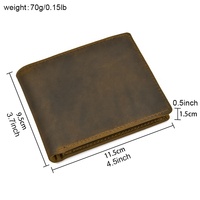 Dompet Kulit Sapi Asli Pria, Dompet Pendek Kulit Sapi, Tempat Kartu, Khorse Pendek, Kulit Kuda Gila Sederhana, Cokelat