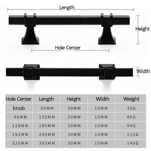 Pied de base en alliage de zinc solide carré noir poignées de cuisine poignées de meubles pour armoire à tiroirs armoire - Product Image 4