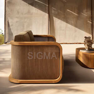 Sofa taman luar ruangan desain modern Sofa kursi panjang kayu Solid berlapis - Product Image 4