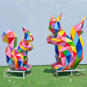 Modern Outdoor Decoration Metal Art Abstract Animal Colourful Geometric <b>Squirrel</b> Stainless Steel Sculpture - Product Image 1