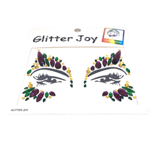 Décorations de fête Mardi Gras 2026 : Autocollants décoratifs en pierres précieuses or, vert et violet, tatouages faciaux pour <span class=keywords><strong>accessoires</strong></span> de festivité - Product Image 5