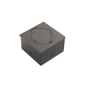 Minimalist Round Floor Outlet Box <b>with</b> Stainless Steel Lid <b>with</b> Handle and Single <b>Socket</b> Design - Product Image 1