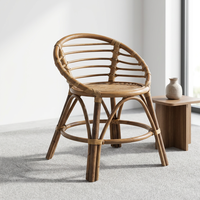 Chaise de salle à manger en rotin naturel fait main, dossier semi-circulaire, chaise d'appoint, style bohème chic, meubles de salon, 50x45cm