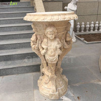 Usine chinoise approvisionnement urne de jardin marbre naturel Beige pierre grec romain Figure Vase Pot de fleur