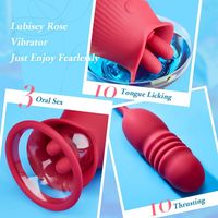 Rose 10Zunge Leckender Stoßender Dildo Vibrator Klitoris und Nippel-Stimulator G-Spot Rose Vibrator für Damen Weibliches Sexspielzeug