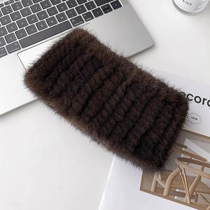 Écharpe élégante pour femme <span class=keywords><strong>en</strong></span> <span class=keywords><strong>fourrure</strong></span> de lapin tricotée à la main, respirante, collier tressé, bandeau, <span class=keywords><strong>snood</strong></span> court d'hiver chaud, élastique - Product Image 5