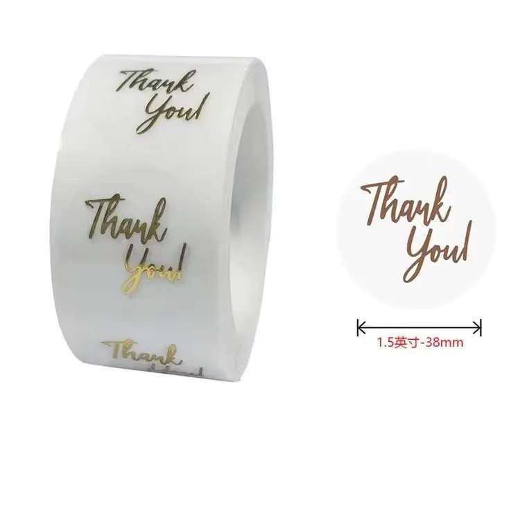 hot sell factory directly customized adhesive stickers use thank you sticker craft sticker with gold foil