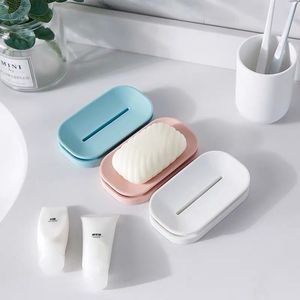 Double Layer Soap Dish Rectangular Drainable For Bathroom Home Travel Nordic Style White Light Blue Light Orange - Product Image 1