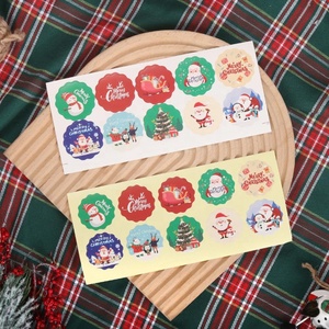 Autocollant adhésif 2026, étiquettes personnalisées découpées en forme de dessin animé circulaire pour emballage de Noël, étanches, en papier kraft - Product Image 3