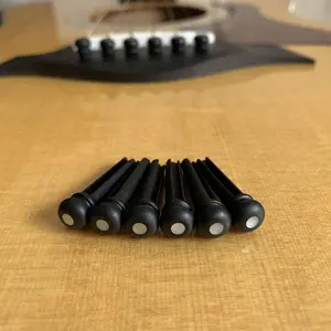 Toptan akustik gitar parçaları siyah abanoz 6 adet akustik gitar köprü pin köprü pimleri koni