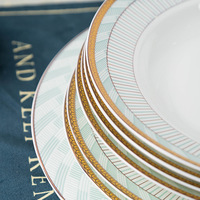 Ensemble de bols et d'assiettes en céramique, motif végétal, passe au micro-ondes, design minimaliste, porcelaine blanche commerciale, cadeau