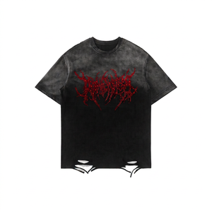 Best Selling Men's Short Sleeve Vintage Washed Distressed T-<b>Shirt</b> Front Blank Streetwear Regular Fit Knitted Jersey Breathable - Product Image 1