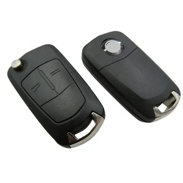 Opel Corsa Astra 2 button remote control folding key with an uncut HU100 key blade shell case with logo