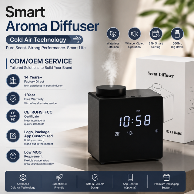 OEM New Aluminum Smart Aroma Scent Diffuser 200ML WiFi Controlled Waterless Wholesale Fragrance Machine for Home & Hotel Use