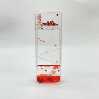 Minuteur à mouvement liquide en acrylique avec figurines flottantes, gouttes d'huile et bulles, design en cascade, jouet de bureau apaisant pour le soulagement du stress