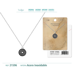 Ciondolo a Cuore Personalizzato Canarias Pintadera Cotigo in Acciaio Placcato Argento con Placcatura 18K e Pietra Lavica Micro Pavé Gioielli per Bambini - Product Image 1