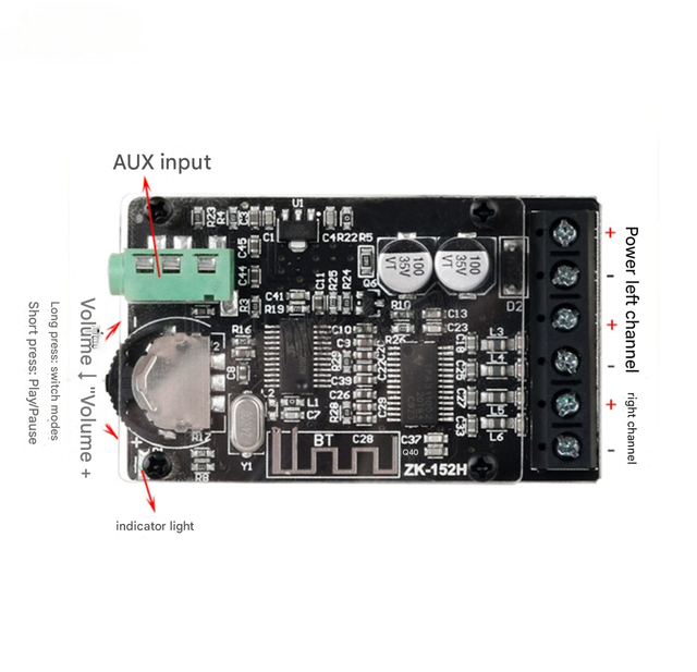 2*20W HIFI Fever-grade Blue Tooth 5.0 Digital Power Amplifier Board Mini 2.0 Dual-channel 12V Audio Amplifier Module