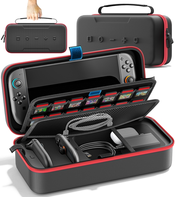 For Switch 2 Original for Switch OLED Large Storage Waterproof Travel Carrying Case Anti-Scratch for Nintendo for Switch