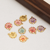 Collier pendentif marguerite tournesol en émail en acier inoxydable plaqué or pour la fabrication de bijoux DIY, mignon et coloré
