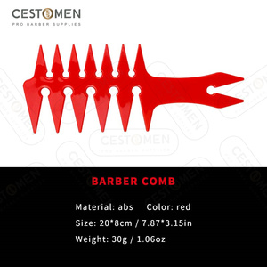 CESTOMEN Ensemble de 6 peignes professionnels pour barbier, ensemble de brosses pour <span class=keywords><strong>coiffeur</strong></span>, kit de peignes de rasoir rouge pour hommes - Product Image 6