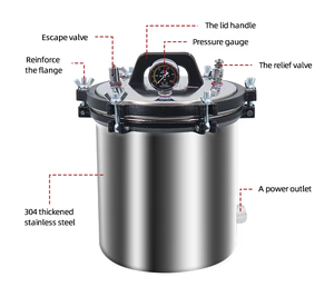 Peralatan sterilisasi uap laboratorium autoklaf 18L & 24L portabel dengan properti anestesi tekanan dokter hewan - Product Image 4