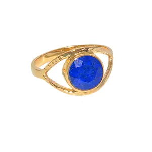 Vintage big fashion finger 925 silver ring for women turkish evil eye natural blue lapis lazuli jewelry rings