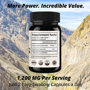 Cápsulas de Raíz de Maca Orgánica Extra Fuerte 1200 mg con Pimienta Negra, Potenciador de Energía, Suplemento de Maca para Mujeres y Hombres - Product Image 4