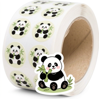 Autocollants ronds en papier synthétique imperméables à l'eau avec motif de panda en chocolat mignon pour la décoration et la fermeture de cadeaux