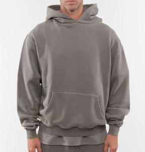 Wholesale 500gsm Pullover High‑Quality Heavyweight Cotton Oversized Solid‑Color Custom Men's Washed Hoodie Men's Heavy‑Vintage - Product Image 2