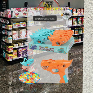 Toymy Bestseller Plastik-Dinosaurier-Lollipop-Pistole Jelly-Bean-Spielzeug in Box Verpackt für Kinderspiele Supermarkt-Werbeaktion Große und Kleine Größen - Product Image 3