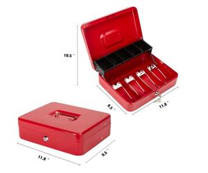 Zhenzhi Large Locking Cash Box with Lock and Money Tray Money Box with Cash Tray Lock Safe Box