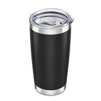 Gobelets isothermes en acier inoxydable à double paroi, 20 oz, noirs, avec logo personnalisé, revêtement poudré, pour café, voiture et voyage