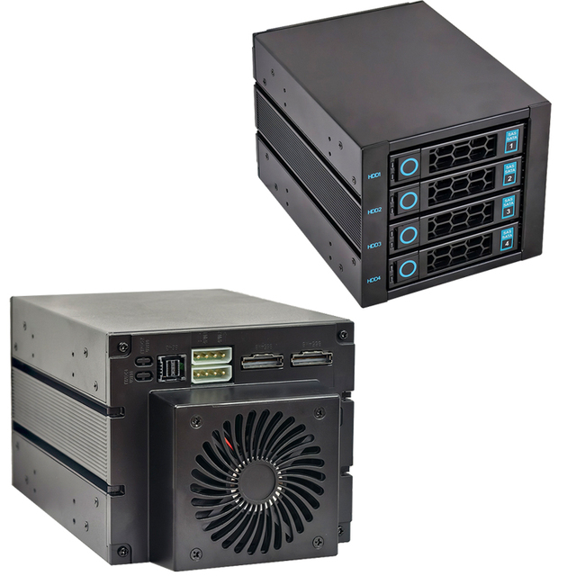 Hot-swappable 3.5-inch 4-bay /SAS Desktop Hard Drive Enclosure with 5.25-inch Optical Drive Bay (ABS/Aluminum)
