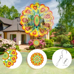 Molinetes de Viento para Adornos de Jardín, Decoración 3D de Metal Mandala de 12 Pulgadas, Decoraciones Colgantes para Exteriores - Product Image 3