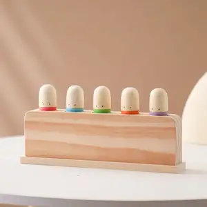 Montessori oyuncak renkli yüksek kaliteli akçaağaç ahşap kabarık figürler oyuncak