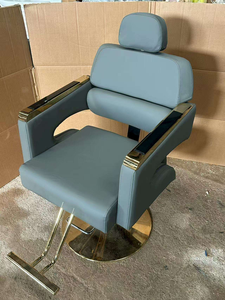 Chaise de barbier en acier inoxydable - Chaise de coiffure contemporaine pour salon - Product Image 4