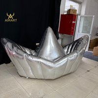 Bateau gonflable de haute qualité à texture argentée métallique, facile à installer, bateau personnalisé pour fête disco spatiale