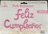 Palloncino in Foil Rosa 'Feliz Cumpleaños' per Decorazioni Festa di Compleanno, Stampa Digitale Monocolore - Product Image 1
