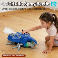 Jouet scarabée rampant électrique télécommandé en plastique personnalisé 2,4 GHz sans fil RC pour enfants rechargeable avec pulvérisation de fumée et lumières LED pour farces
