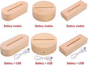 DIY Custom Modern Wood <b>Night</b> <b>Light</b> Base 3D LED Lamp with Dimmable USB Interface Acrylic Design Warm White <b>Light</b> - Product Image 5