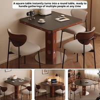 Table à manger en bois massif de style Bauhaus, table ronde variable, nouvelle table carrée rétractable américaine ronde 2025