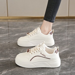 Zapatillas Deportivas Casuales de Mujer con Cordones Blancas de Suela Gruesa, Novedad Primavera 2026, Parte Superior Sintética, Cómodas y Duraderas, Combinan con Todo - Product Image 4
