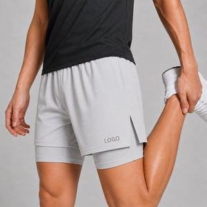 Shorts de course athlétiques 2 en 1 pour hommes, séchage rapide, pour la gym, l'entraînement, vêtements de sport légers, vêtements d'équipe - Product Image 2