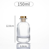 Bouteille de diffusion d'aromathérapie flûte roseau de luxe plate de 150m bouteille vide en verre personnalisée
