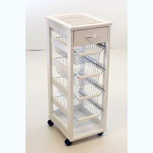 Meilleur chariot moderne en hêtre massif avec tiroir et roulettes en plastique pour cuisines compactes, utilisation efficace - Product Image 1