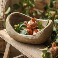 Plateau à fruits en forme de bateau, décoration en bois massif rétro, bois de paulownia, style de bâtons à domicile, table de thé, plateau de snack, décoration