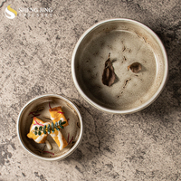 Vaisselle de Restaurant en Porcelaine Brun Mat Vintage Hôtel Banquet Céramique Curry Bol à Riz Traiteur Soupière Ronde en Poterie